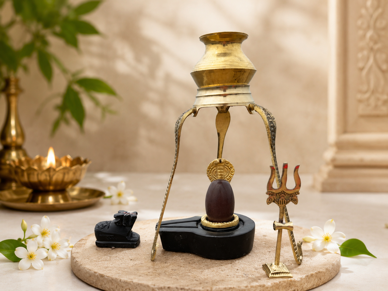 2 inch Narmadeshwar Shivling | 4 inch Jaladhari | Naag | Water Stand | Trishul | Nandi